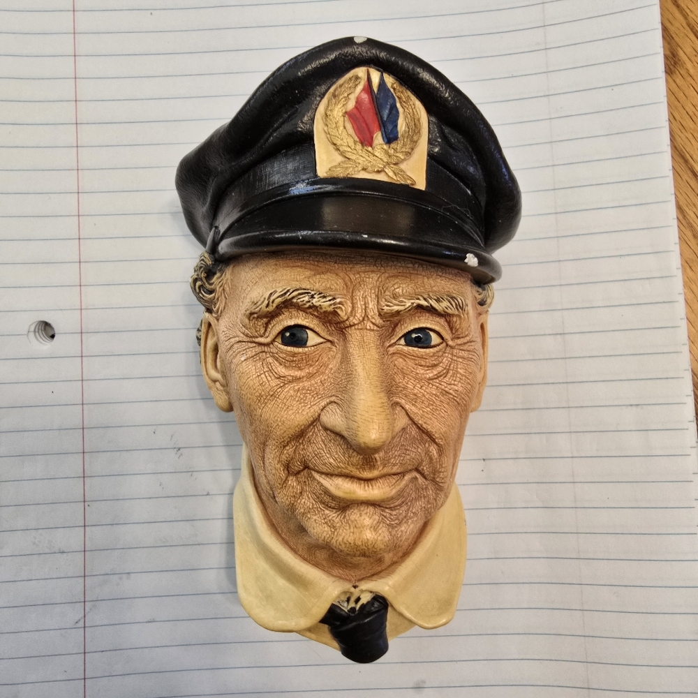 Vintage 1972 Bosson Chalkware Sea Captain Norman Rockwell Head 5" Authentic